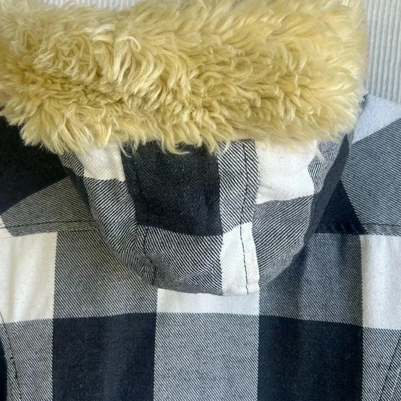 ROXY Y2K Plaid Faux Fur Hooded Jacket Coat Size MEDIUM - Picture 12 of 12